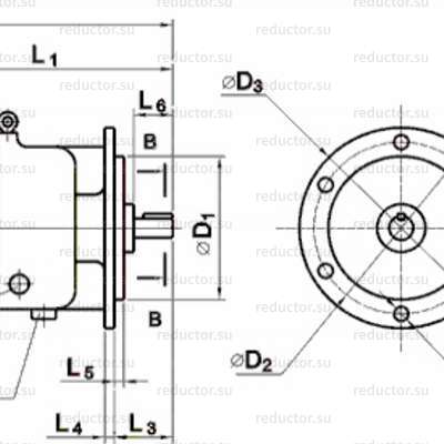 Мотор-редуктор МПО2М-10 — Мотор-редуктор горизонтального фланцевого исполнения – В и ВК