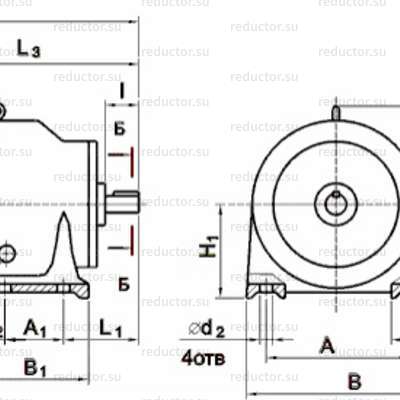 Мотор-редуктор МПО2М-10 — Мотор-редуктор горизонтального исполнения на лапах – Щ